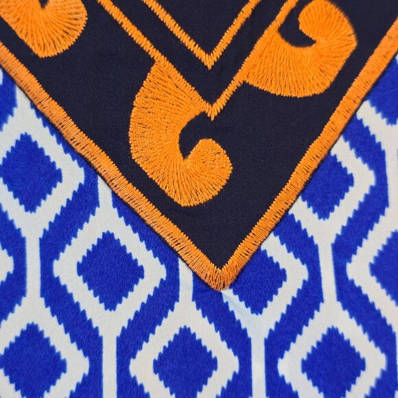 THML‎ Blouse Womens Size Small Orange Blue Geometric Sleeveless Vneck Bold Print - Picture 6 of 7